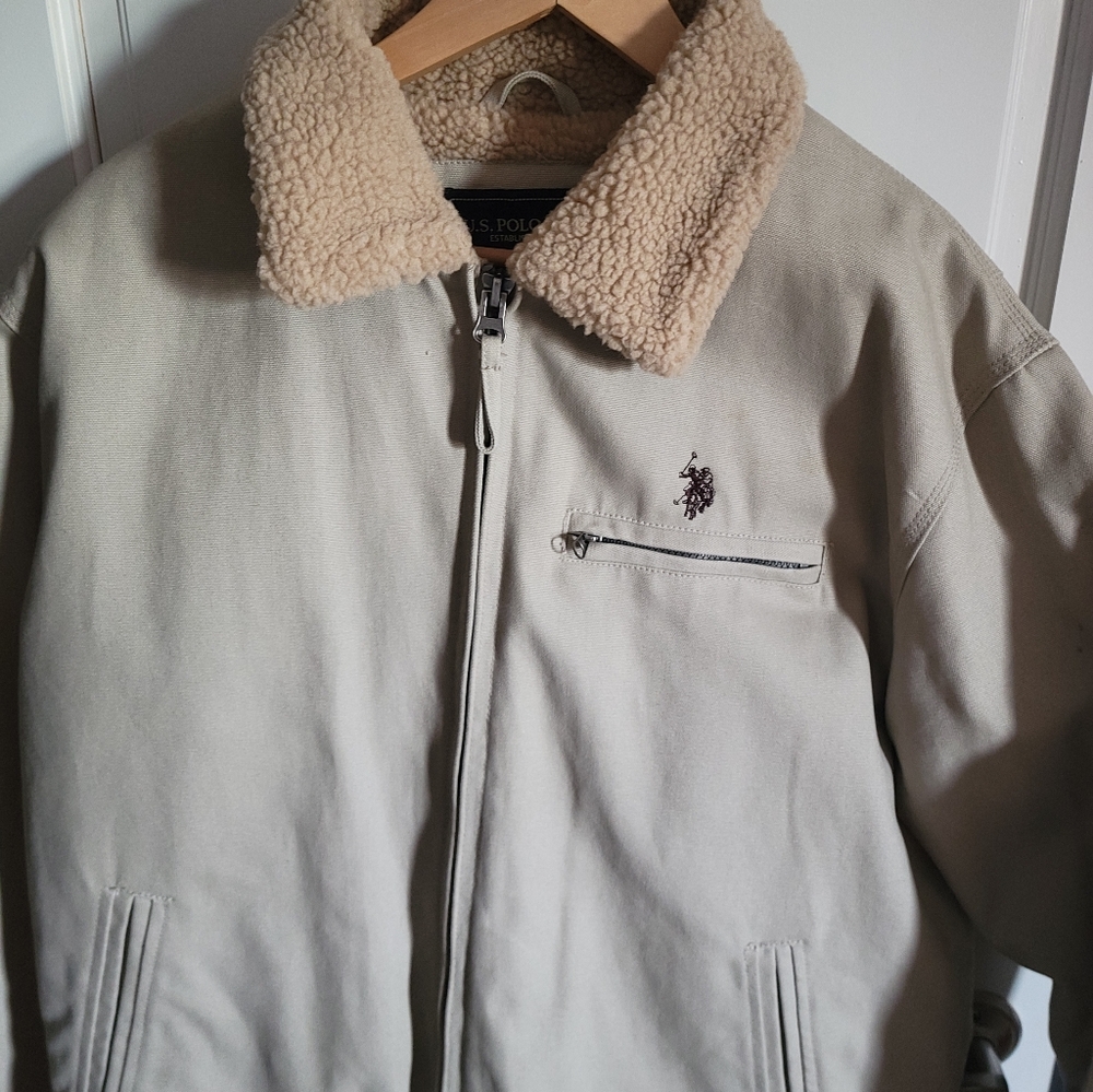 Men's Beige Sherpa Collar Jacket